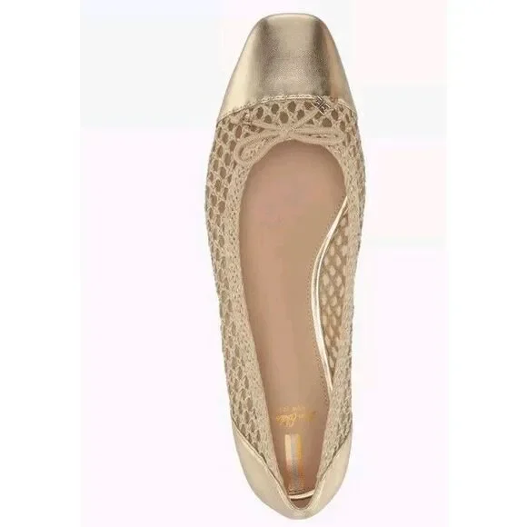 Sam Edelman May Bleached Natural Weave Gold Ballet Flats Women's Size 9.5 Square - Picture 6 of 8